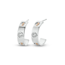 Load image into Gallery viewer, Tree of Life® Insignia Slim Half-Hoop Earrings with Topaz, Sterling Silver & Welsh Gold
