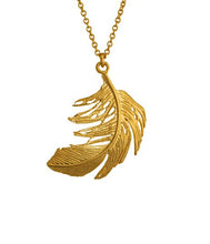 Load image into Gallery viewer, Big Feather Necklace, Goldplate