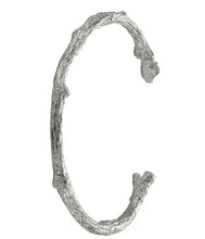 Load image into Gallery viewer, Apple Blossom Brance Open Cuff Bangle, Silver
