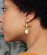 Load image into Gallery viewer, Tyrannosaurus Rex & Baroque Pearl Earrings, Sterling Silver
