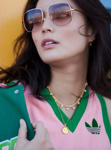 Load image into Gallery viewer, Rainbow Happy Face Spinning Necklace, Goldplate