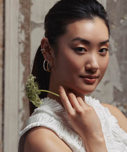 Load image into Gallery viewer, Pine Twig Hoop Earrings, Silver