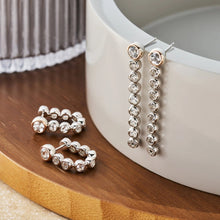 Load image into Gallery viewer, Celebration Drop-Hoop Earrings with Topaz, Sterling Silver & Welsh Gold