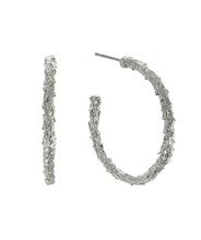 Load image into Gallery viewer, Pine Twig Hoop Earrings, Silver