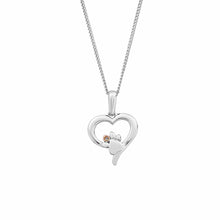 Load image into Gallery viewer, Paw Prints Heart Pendant with Topaz, Sterling Silver & Welsh Gold