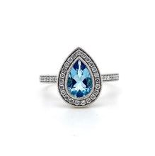 Load image into Gallery viewer, Platinum, Aquamarine & Diamond Cluster Ring