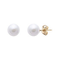 Load image into Gallery viewer, 9ct Yellow Gold, Akoya Round Pearl Stud Earrings