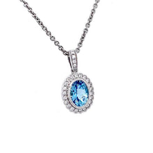 Load image into Gallery viewer, Platinum, 1.17ct Aquamarine & Diamond Cluster Pendant