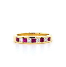Load image into Gallery viewer, 18ct Yellow Gold, 0.28ct Ruby & Diamond Eternity Ring