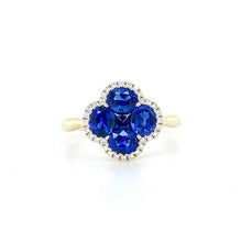 Load image into Gallery viewer, 18ct Yellow Gold, 1.86tcw Sapphire & Diamond Cluster Ring