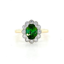 Load image into Gallery viewer, 18ct Yellow Gold & Platinum, 1.30ct Tourmaline & Diamond Cluster Ring