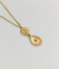 Load image into Gallery viewer, Love of Nature Heart & Flower Drop Necklace, Goldplate