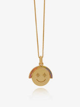 Load image into Gallery viewer, Rainbow Happy Face Spinning Necklace, Goldplate