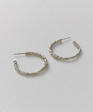 Load image into Gallery viewer, Pine Twig Hoop Earrings, Silver