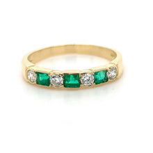 Load image into Gallery viewer, 18ct Yellow Gold, 0.37tcw Emerald & Diamond 7-Stone Ring