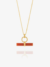 Load image into Gallery viewer, Vitality Carnelian T-Bar Necklace, Gold