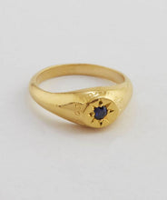 Load image into Gallery viewer, Sapphire "A Star to Guide Me" Signet Ring, Goldplate