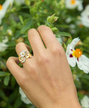 Load image into Gallery viewer, Posy Bloom Bee Ring, Silver & Goldplate