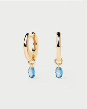 Load image into Gallery viewer, Blue Lily Hoops, Goldplate