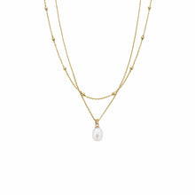 Load image into Gallery viewer, Beachcomber Layered Necklace with Pearl, 9ct Yellow Gold & Welsh Gold