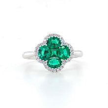 Load image into Gallery viewer, Platinum, 1.18tcw Emerald & Diamond Cluster Ring