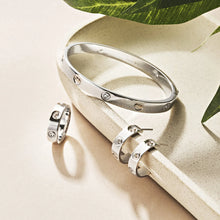 Load image into Gallery viewer, Tree of Life® Insignia Slim Half-Hoop Earrings with Topaz, Sterling Silver & Welsh Gold