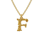Load image into Gallery viewer, Teeny Tiny Floral Letter 'F' Necklace, 18ct Yellow Gold