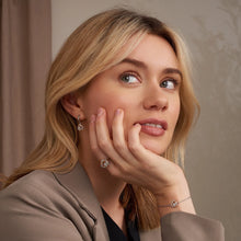 Load image into Gallery viewer, Forever Yours Heart Drop Earrings with Topaz, Sterling Silver & Welsh Gold