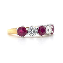Load image into Gallery viewer, 18ct Yellow & White Gold, 1.65tcw Ruby & Diamond 5-Stone Ring