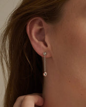 Load image into Gallery viewer, Celebration Drop Chain Earrings with Topaz, Sterling Silver & Welsh Gold