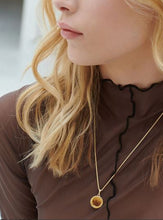 Load image into Gallery viewer, Small Deco Sun Birthstone Amulet Necklace, Sterling Silver