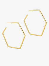 Load image into Gallery viewer, Hexagon Hoops Oversized, Goldplate