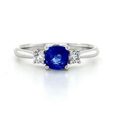 Load image into Gallery viewer, Platinum, 0.55ct Sapphire & Diamond Trilogy Ring