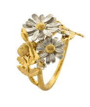 Load image into Gallery viewer, Posy Bloom Bee Ring, Silver & Goldplate