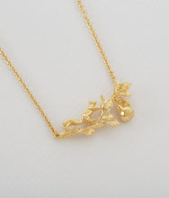 Load image into Gallery viewer, Scampering Squirrel Inline Branch Necklace, Goldplate
