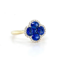 Load image into Gallery viewer, 18ct Yellow Gold, 1.86tcw Sapphire & Diamond Cluster Ring