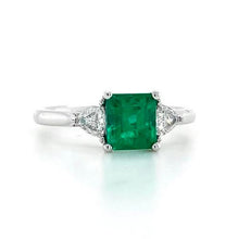 Load image into Gallery viewer, Platinum, 0.94ct Emerald & Diamond Trilogy Ring