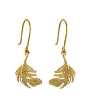 Load image into Gallery viewer, Little Feather Hook Earrings, Goldplate