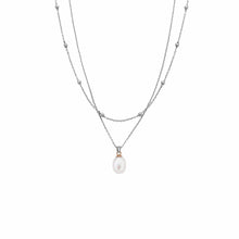 Load image into Gallery viewer, Beachcomber Layered Necklace with Pearl, Sterling Silver & Welsh Gold