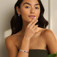 Load image into Gallery viewer, Tree of Life® Insignia Slim Half-Hoop Earrings with Topaz, Sterling Silver & Welsh Gold