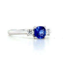 Load image into Gallery viewer, Platinum, 0.55ct Sapphire & Diamond Trilogy Ring