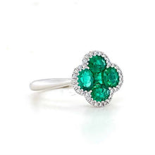 Load image into Gallery viewer, Platinum, 1.18tcw Emerald & Diamond Cluster Ring