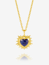Load image into Gallery viewer, Electric Love Sapphire Heart Necklace, Goldplate