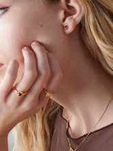 Load image into Gallery viewer, Adjustable Electric Love Mini Garnet Heart Ring, Goldplate