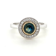 Load image into Gallery viewer, 18ct White & Yellow Gold, 0.71ct Sapphire & Diamond Ring