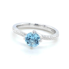 Load image into Gallery viewer, 18ct White Gold, 0.71ct Aquamarine Crossover Ring