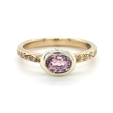 Load image into Gallery viewer, 9ct Yellow & White Gold, Morganite Engraved Ring
