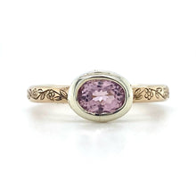 Load image into Gallery viewer, 9ct Yellow & White Gold, Morganite Engraved Ring