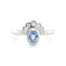 Load image into Gallery viewer, Platinum, 0.49ct Sapphire and Diamond Ring