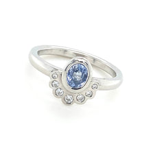 Load image into Gallery viewer, Platinum, 0.49ct Sapphire and Diamond Ring